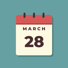 March Calendar Icon Vector Template
