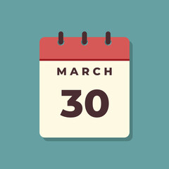 March Calendar Icon Vector Template