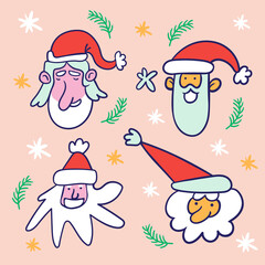 Naklejka premium set of santa claus in flat style in vector
