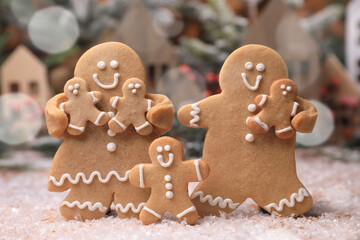 Adorable GingerBread Mom Dad and Children Having a Merry Christmas