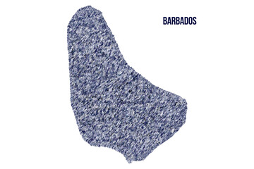 The map of the Barbados made of pictograms of people or stickman figures. The concept of population, sociocultural system, society, people, national community of the state. illustration.