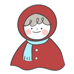 Obraz premium 겨울 망토와 목도리를 두른 캐릭터 일러스트