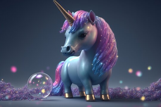 Fantasy Glitter Crystal Unicorn Figurine