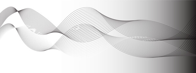 Abstract wavy gray blend liens design on white background. Digital frequency track equalizer. Vector illustration, Wavy stylized it make using blend tool.