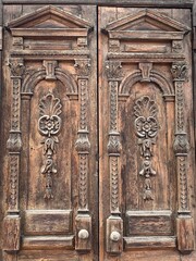 wooden door in the old town.