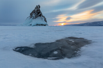 Winter sunrise at Lake Baikal, Russia