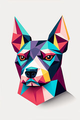 Abstract painting concept. Colorful art of a dog in geometric style. Animals. Digital art image.