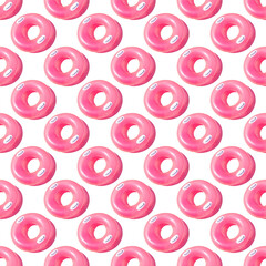 Pattern of bright pink inflatable rubber circles on a pale pink background