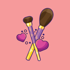 Cosmetic Brushes Illustration in Cartoon Style