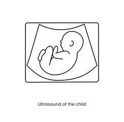 Ultrasound examination of the child icon line in vector, illustration of medical diagnostics.