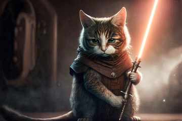 Cat with a light sword-generated AI