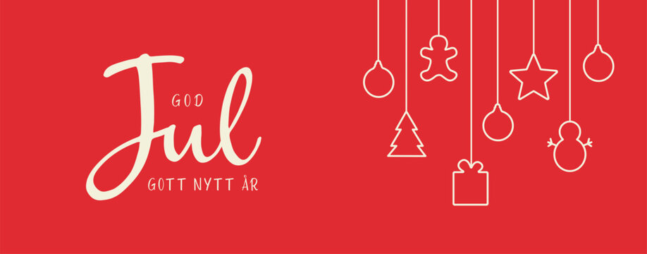 Swedish text God Jul och Gott Nytt &Aring;r. Merry Christmas and Happy New Year. Vector illustration
