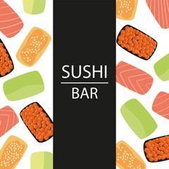 Vector background with sushi rolls for menu design