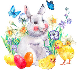 easter bunny and easter eggs