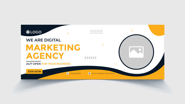 Digital marketing Abstract shape and fecebook banner template
