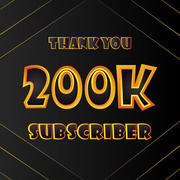 200k subscribers thank you post with speech creative concept and decoration. Bright festive thanks for 200000 networking likes. 200k subscribers banner. Vector illustration.