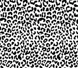 
leopard print vector seamless pattern black and white animal background