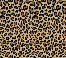 Leopard texture seamless animal print, wild cat pattern, vector background.