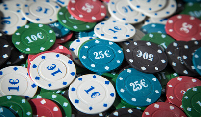 Poker chips. Concept of gambling