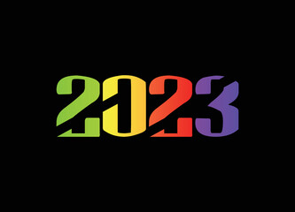 Colorful 2023 text number logo design vector