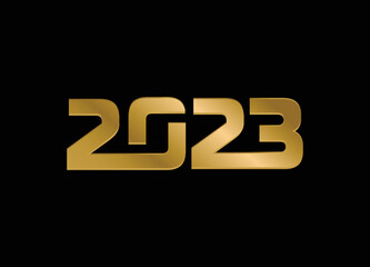 Golden 2023 text number logo concept design