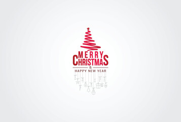 Christmas and New Year Typographical on shiny Xmas background with winter landscape with snowflakes, light, stars. Merry Christmas card. Vector Illustration