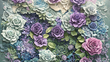 Rose flower paper cutout generative ai