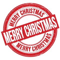 MERRY CHRISTMAS text written on red round stamp sign