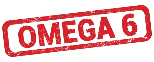 OMEGA 6 text written on red rectangle stamp.