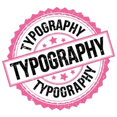 TYPOGRAPHY text on pink-black round stamp sign