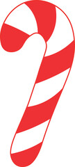 Candy cane - vector icon. Christmas candy cane with red and white stripes.