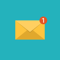 Vector illustration of unread letter icon. New letter. One unread email.