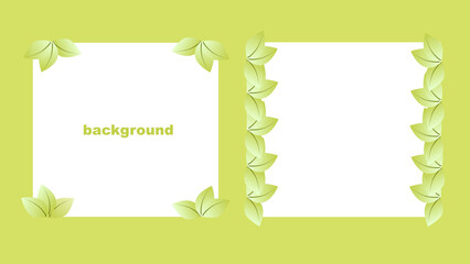 set green frame with leaves as a background with frame for text