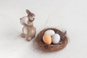 Easter background. Easter bunny on a white background. isolate. copy space