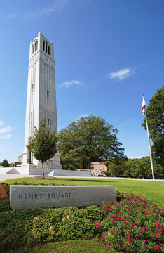 RALEIGH,NC - USA - 9-22-2022: The bell tower on the campus of North Carolina State University - NC State - in Raleigh