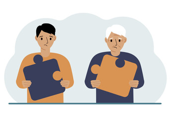 Team metaphor. People putting puzzle pieces together. The concept of teamwork and cooperation. Business concept.