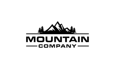 Fototapeta na wymiar Mountain Landscape Silhouette for Outdoor Travel Adventure logo design.