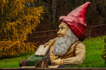 Climbing frame in zoo garden with big dwarf
