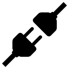 Fototapeta premium Icono aislado de enchufe eléctrico con cable. Concepto de conexión y desconexión