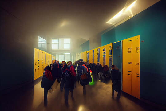 School Hallway - Generative AI