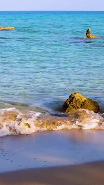 CRETE ISLAND, GREECE. Xerokambos beach. Xerokambos is a sandy beach located in the southeast of Crete, in the area of Lassithi, away from large settlements.
