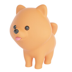 Cute Pomeranian dog isolated on white background. 3d rendering      