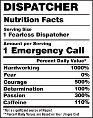 Dispatcher Nutrition Facts Label Vector