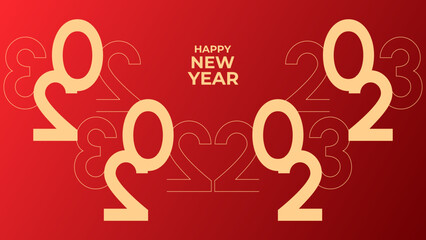 2023 HAPPY NEW YEAR BACKGROUND DESIGN VECTOR TEMPLATE. GRADIENT COLOR. GOOD FOR GREETING CARD, POSTER, BANNER, MODERN WEBSITE, WALLPAPER, COVER DESIGN 