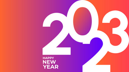 2023 HAPPY NEW YEAR BACKGROUND DESIGN VECTOR TEMPLATE. GRADIENT COLOR. GOOD FOR GREETING CARD, POSTER, BANNER, MODERN WEBSITE, WALLPAPER, COVER DESIGN 