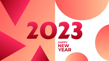2023 HAPPY NEW YEAR BACKGROUND DESIGN VECTOR TEMPLATE. GRADIENT COLOR. GOOD FOR GREETING CARD, POSTER, BANNER, MODERN WEBSITE, WALLPAPER, COVER DESIGN 