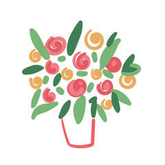 Bouquet of bright flowers in modern cartoon minimalist style. 