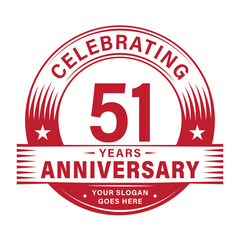51 years anniversary celebration design template. 51st logo. Vector and illustrations.	