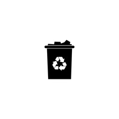  Recycle bin with recycle symbol icon isolated on white background.