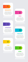 Vertical infographic design with icons and 6 options or steps. Thin line. Infographics business concept. Can be used for info graphics, flow charts, presentations, mobile web sites, printed materials.